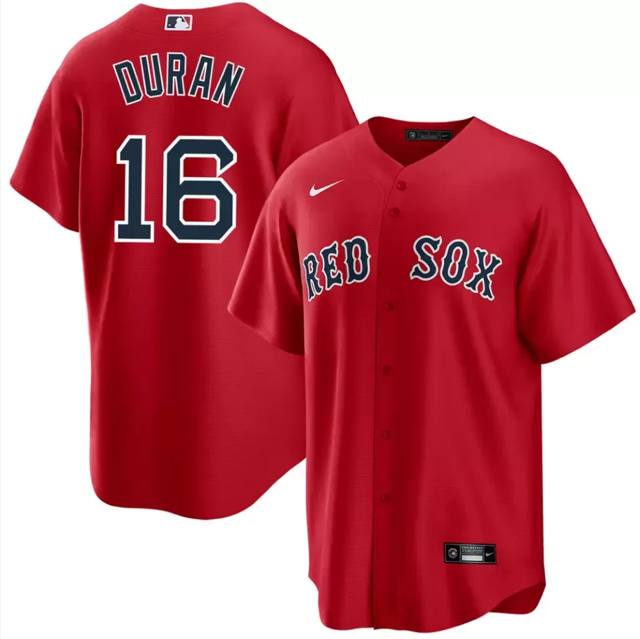 Men's #16 Jarren Duran Alternate Replica Player All Stitched Jersey Red by My Store