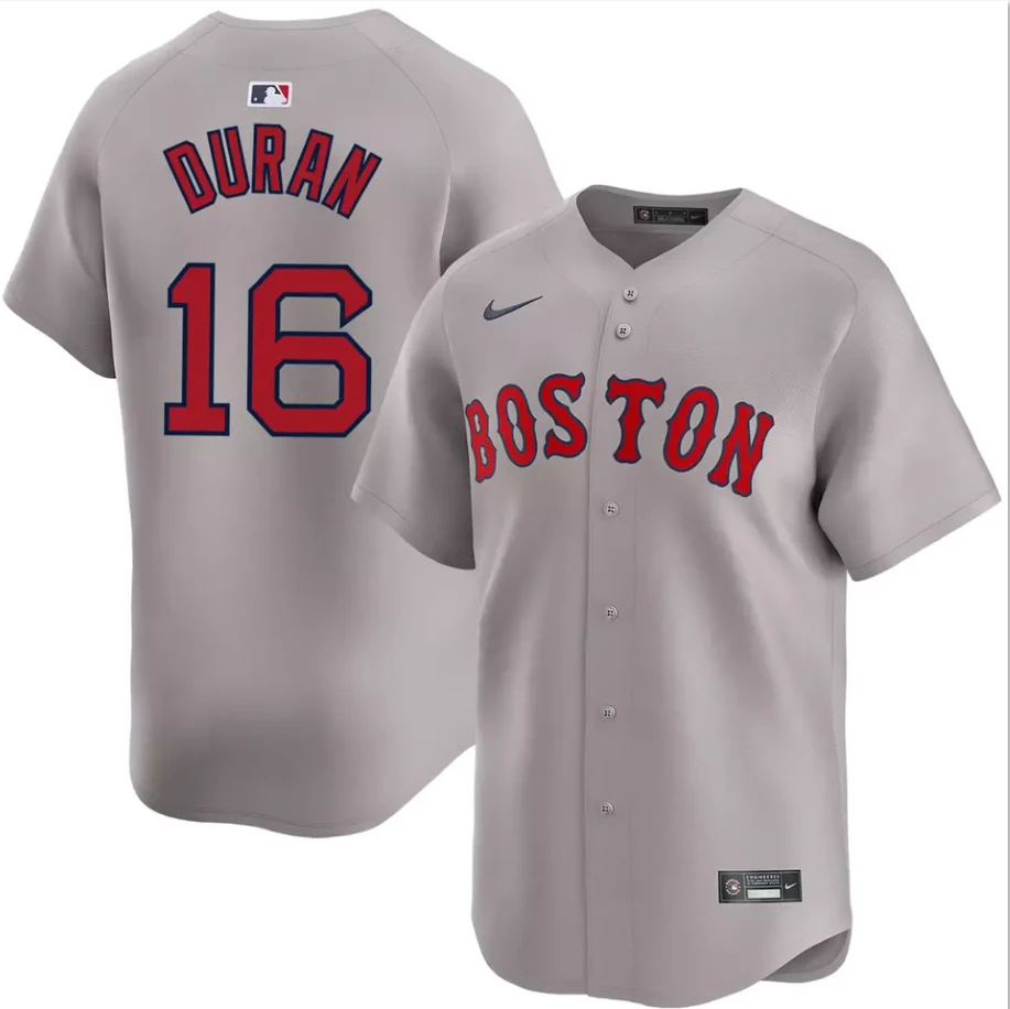 Men's #16 Jarren Duran Road Limited Gray Jersey Stitched by My Store