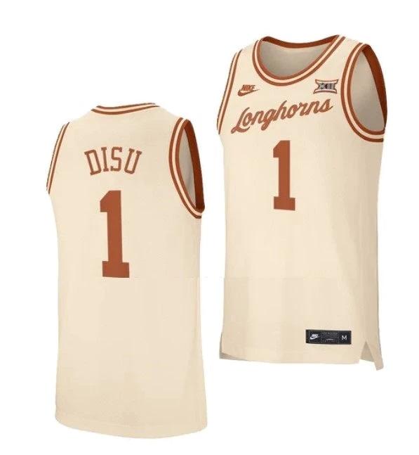 Men's #1 Dylan Disu Jersey Texas Longhorns College Basketball Jerseys Cream by My store basketball