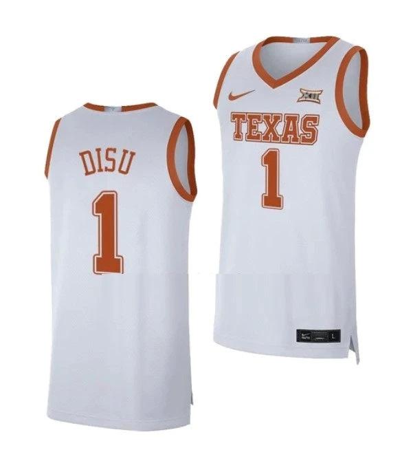Men's #1 Dylan Disu Jersey Texas Longhorns College Basketball Jerseys White by My store basketball