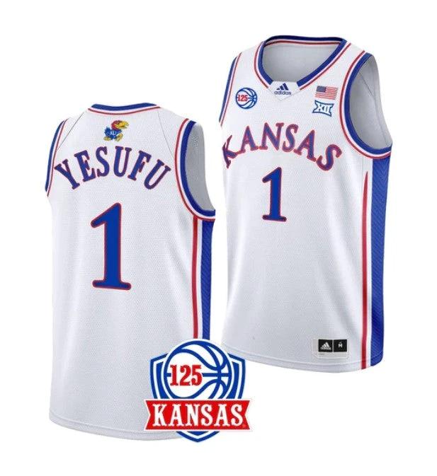 Men's #1 Joseph Yesufu Jersey Kansas Jayhawks College Basketball Jerseys White by My store basketball