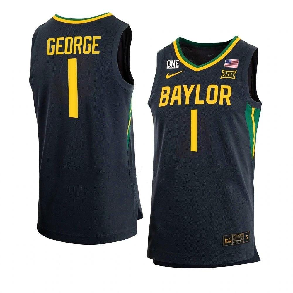 Men's #1 Keyonte George Jersey Baylor Bears College Basketball Jerseys Black by My store basketball