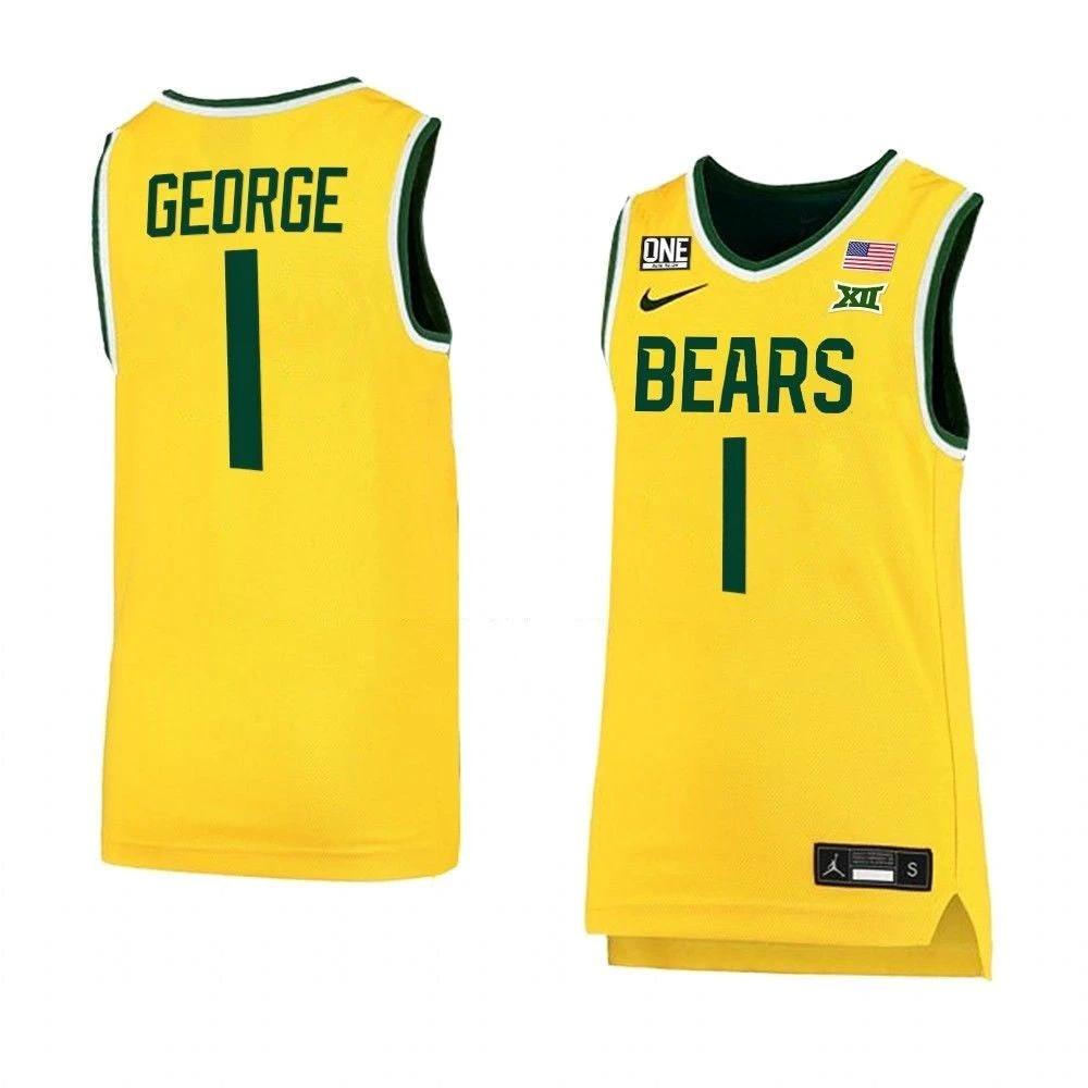 Men's #1 Keyonte George Jersey Baylor Bears College Basketball Jerseys Gold by My store basketball