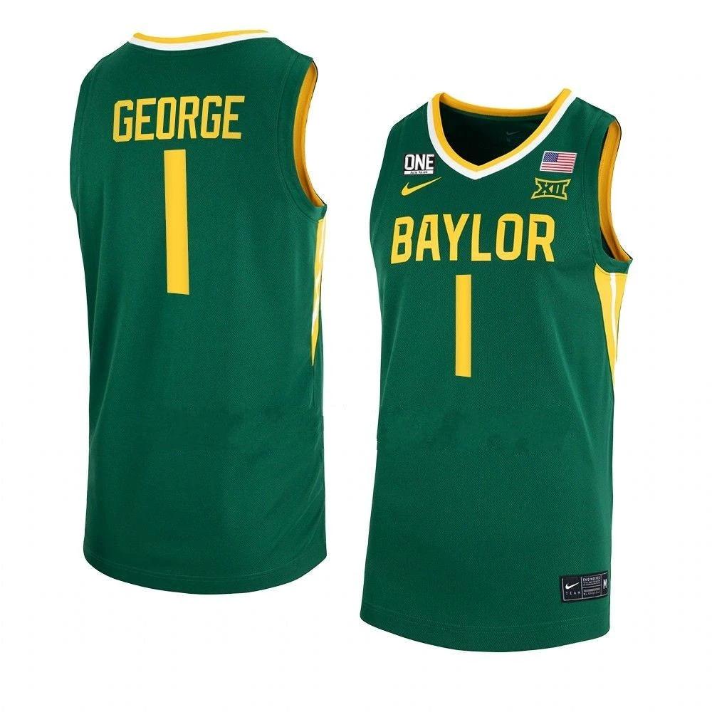 Men's #1 Keyonte George Jersey Baylor Bears College Basketball Jerseys Green by My store basketball