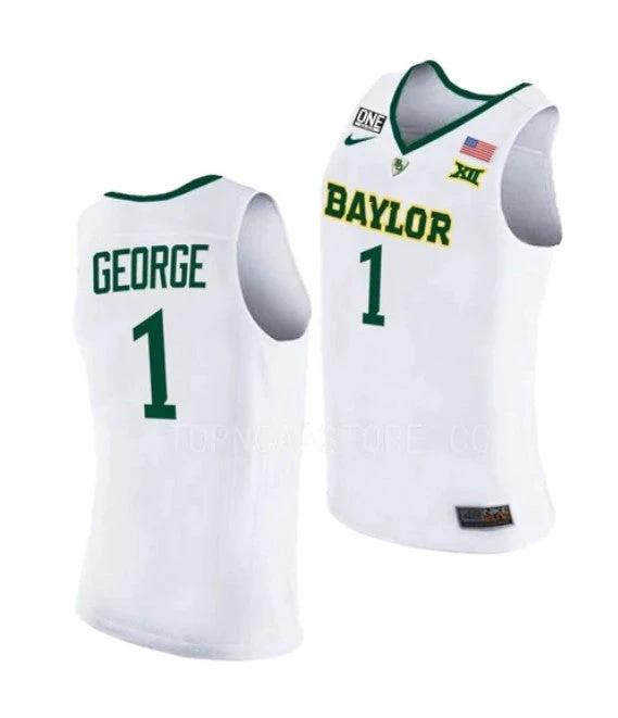 Men's #1 Keyonte George Jersey Baylor Bears College Basketball Jerseys White by My store basketball