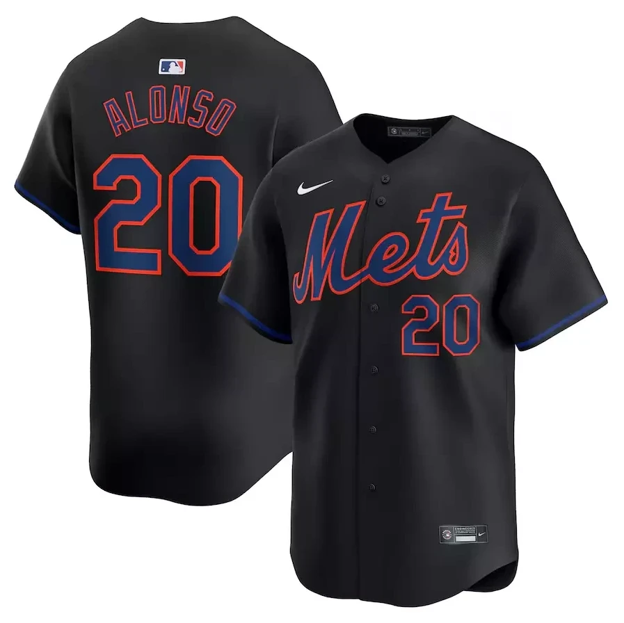 Men's #20 Pete Alonso Black Alternate Limited Player Stitched Jersey by My Store