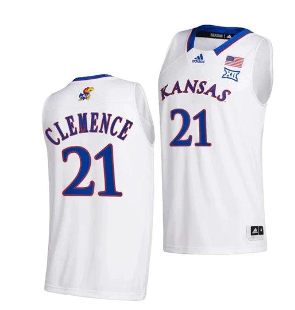 Men's #21 Zach Clemence Jersey Kansas Jayhawks College Basketball Jerseys White 2022 by My store basketball