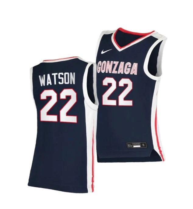 Men's #22 Anton Watson Jersey Gonzaga Bulldogs College Basketball Jerseys Navy by My store basketball