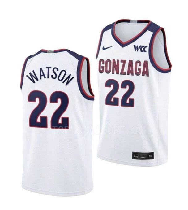 Men's #22 Anton Watson Jersey Gonzaga Bulldogs College Basketball Jerseys White by My store basketball