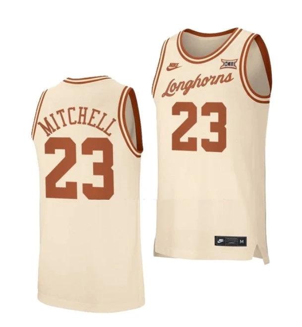 Men's #23 Dillon Mitchell Jersey Texas Longhorns College Basketball Jerseys Cream by My store basketball