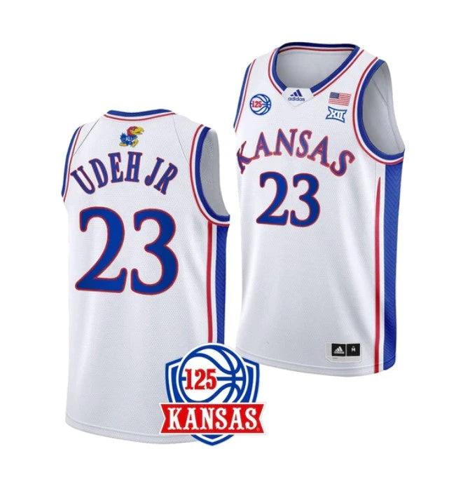 Men's #23 Ernest Udeh Jr Jersey Kansas Jayhawks College Basketball Jerseys White by My store basketball