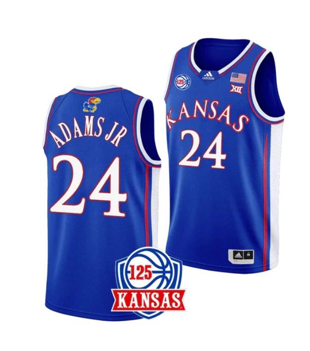 Men's #24 K.J. Adams Jr Jersey Kansas Jayhawks College Basketball Jerseys Blue by My store basketball