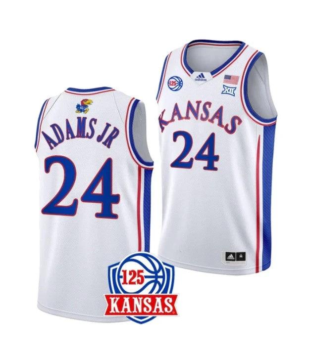 Men's #24 K.J. Adams Jr Jersey Kansas Jayhawks College Basketball Jerseys White by My store basketball