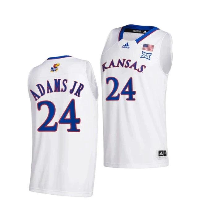 Men's #24 K.J. Adams Jr Jersey Kansas Jayhawks College Basketball Jerseys White 2022 by My store basketball