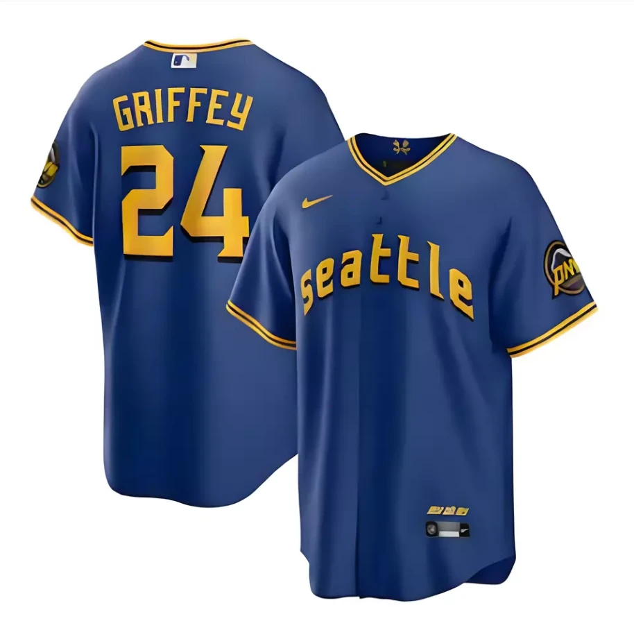 Men's #24 Ken Griffey Jr. Royal City Connect Replica All Stitched Jersey by My Store