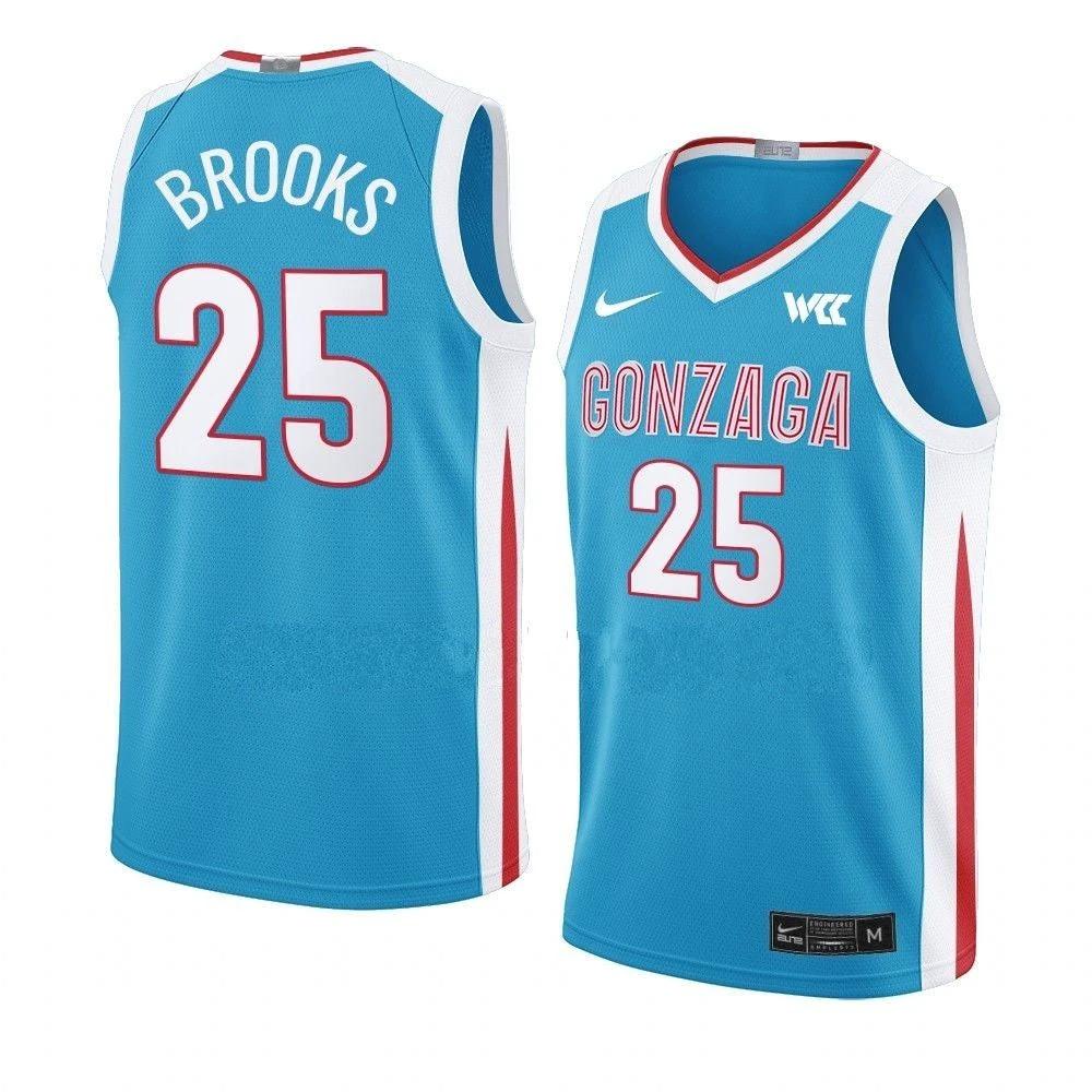 Men's #25 Colby Brooks Jersey Gonzaga Bulldogs College Basketball Jerseys Blue by My store basketball