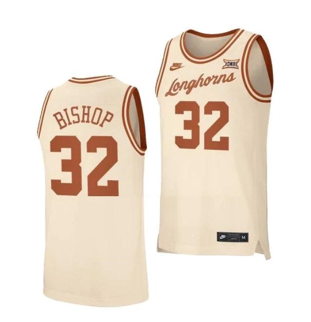Men's #32 Christian Bishop Jersey Texas Longhorns College Basketball Jerseys Cream by My store basketball