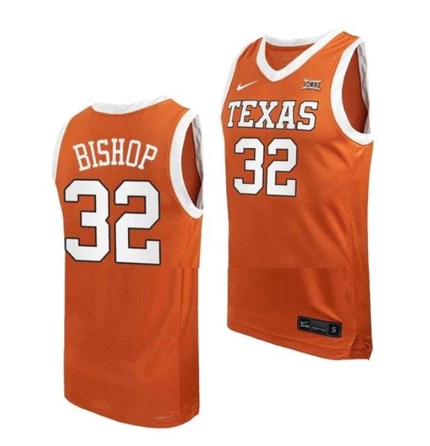 Men's #32 Christian Bishop Jersey Texas Longhorns College Basketball Jerseys Orange by My store basketball