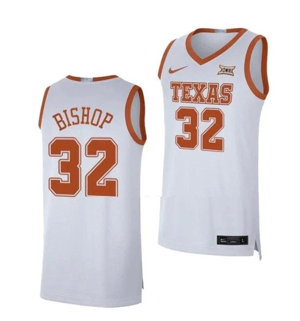 Men's #32 Christian Bishop Jersey Texas Longhorns College Basketball Jerseys White by My store basketball