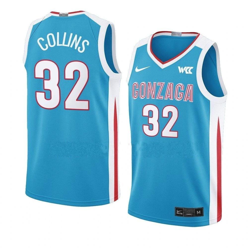 Men's #32 Zach Collins Jersey Gonzaga Bulldogs College Basketball Jerseys Blue by My store basketball