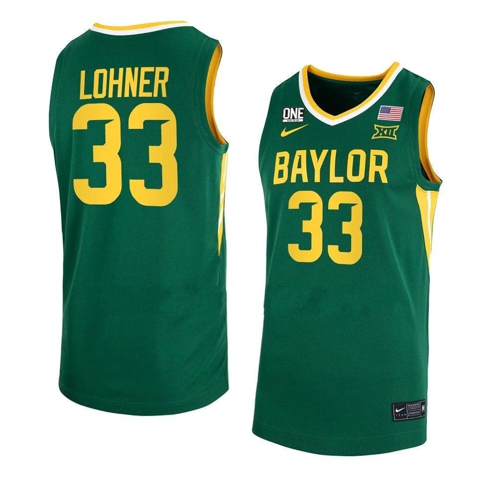Men's #33 Caleb Lohner Jersey Baylor Bears College Basketball Jerseys Green by My store basketball