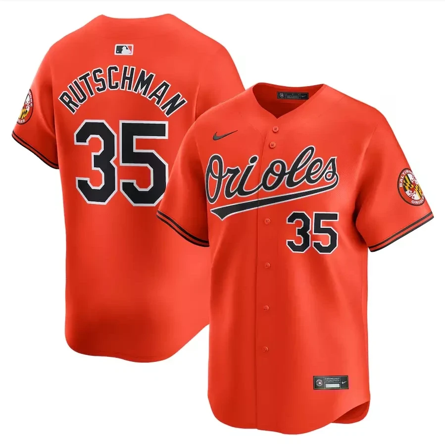 Men's #35 Adley Rutschman Orange Alternate Limited Player All Stitched Jersey by My Store