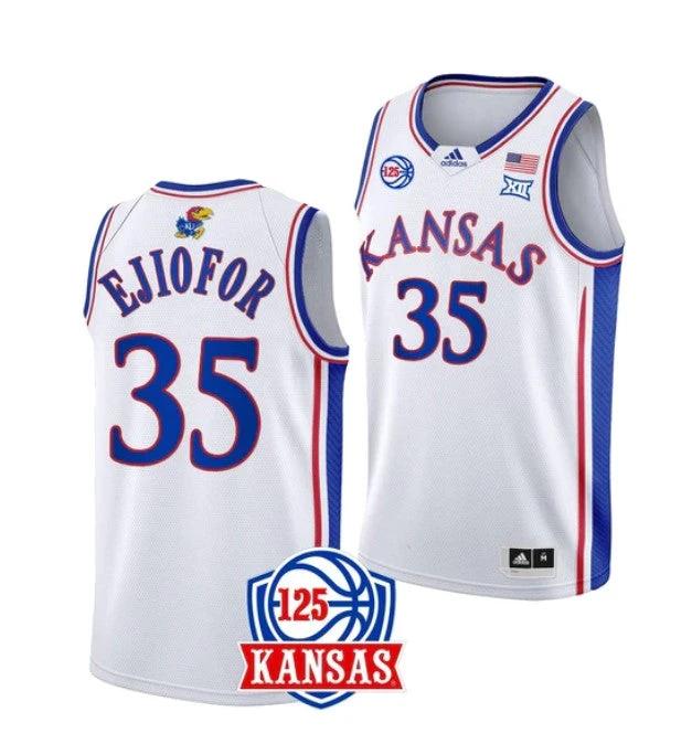 Men's #35 Zuby Ejiofor Jersey Kansas Jayhawks College Basketball Jerseys White by My store basketball