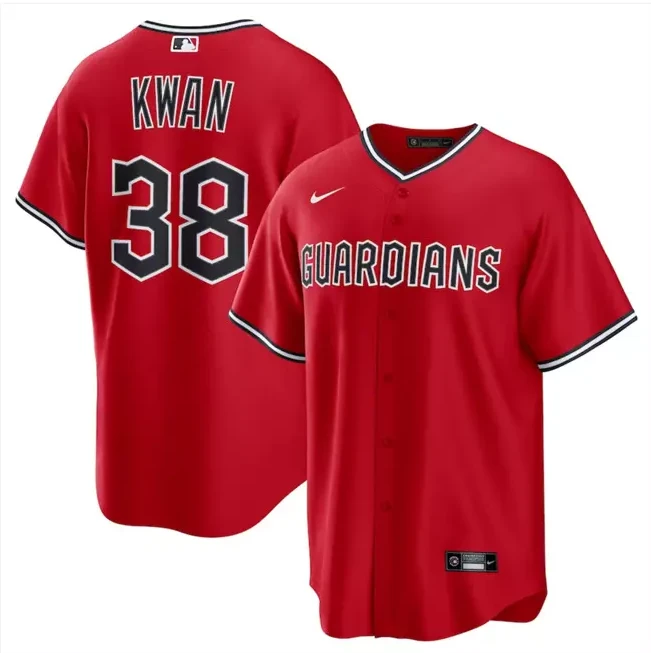 Men's #38 Steven Kwan Red Cool Base Limited All Stitched Jersey by My Store
