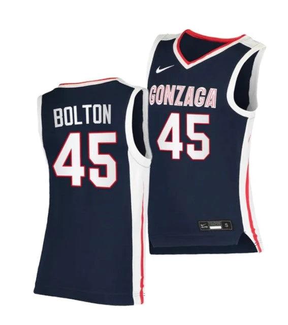 Men's #45 Rasir Bolton Jersey Gonzaga Bulldogs College Basketball Jerseys Navy by My store basketball