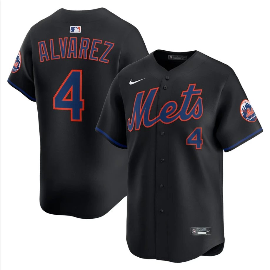 Men's #4 Francisco Alvarez Alternate Black Limited All Stitched Jersey by My Store