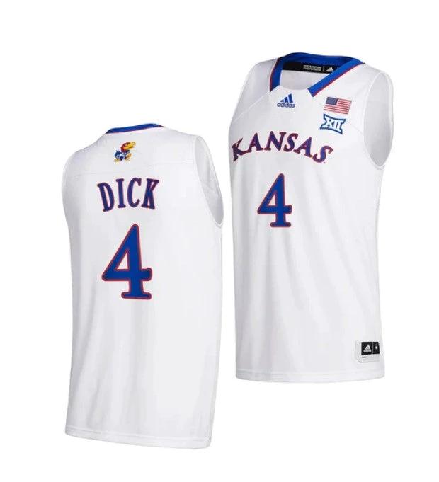 Men's #4 Gradey Dick Jersey Kansas Jayhawks College Basketball Jerseys White 2022 by My store basketball