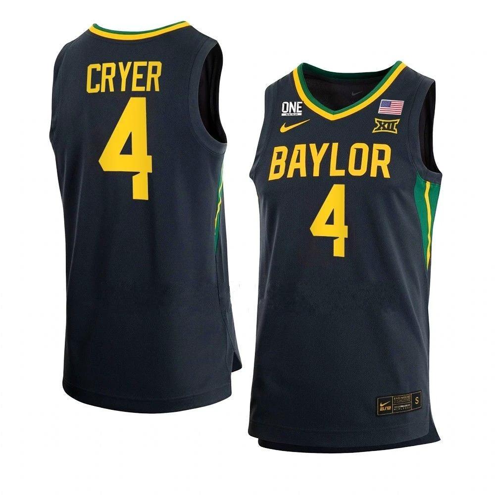 Men's #4 Lj Cryer Anthracite Jersey Baylor Bears College Basketball Jerseys Black by My store basketball