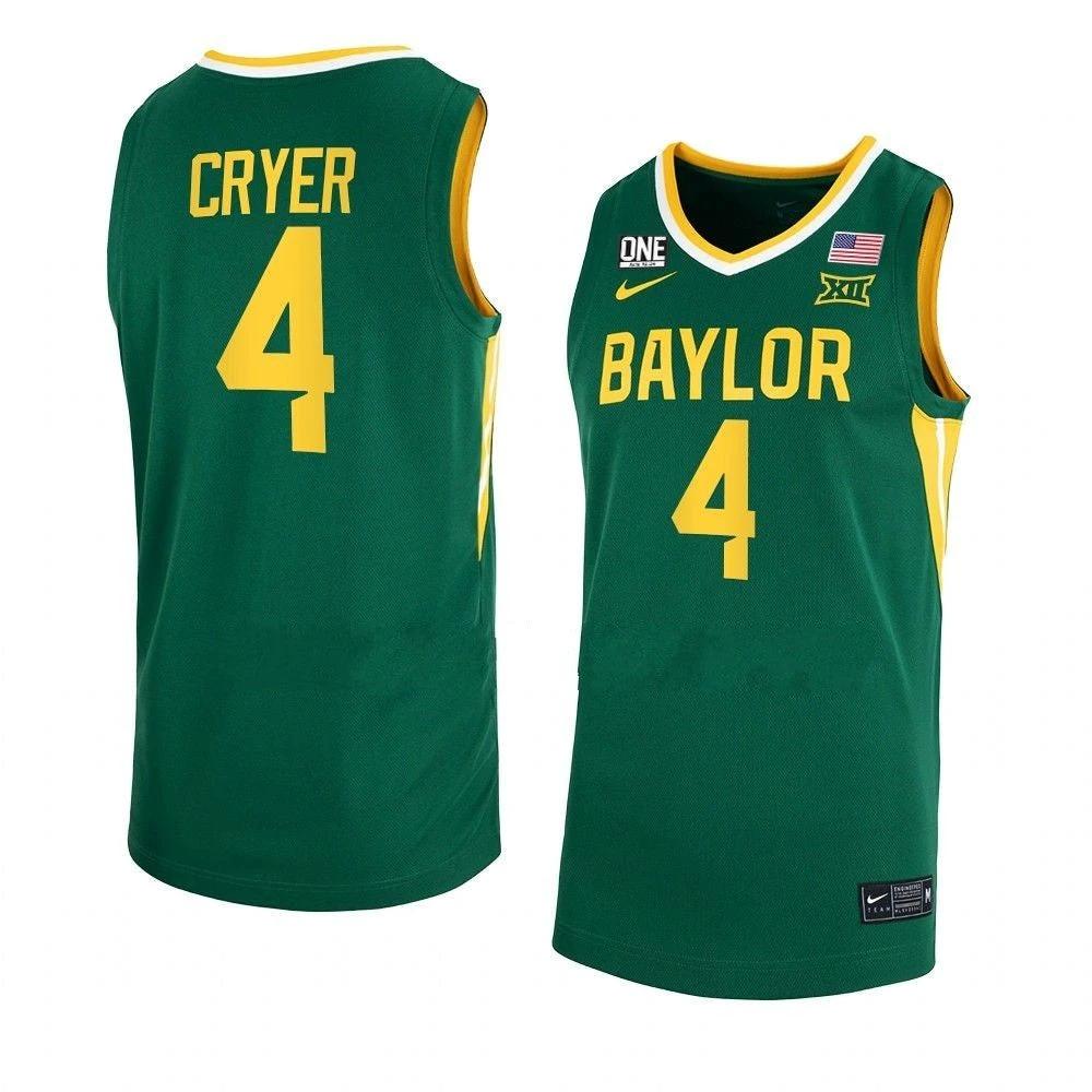 Men's #4 Lj Cryer Anthracite Jersey Baylor Bears College Basketball Jerseys Green by My store basketball
