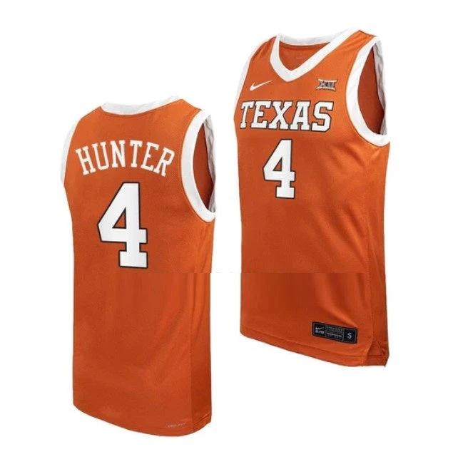 Men's #4 Tyrese Hunter Jersey Texas Longhorns College Basketball Jerseys Orange by My store basketball
