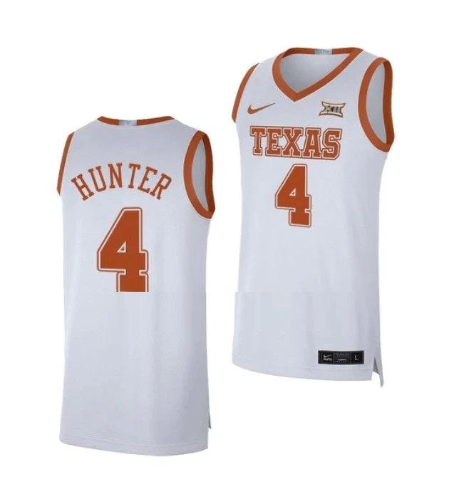 Men's #4 Tyrese Hunter Jersey Texas Longhorns College Basketball Jerseys White by My store basketball