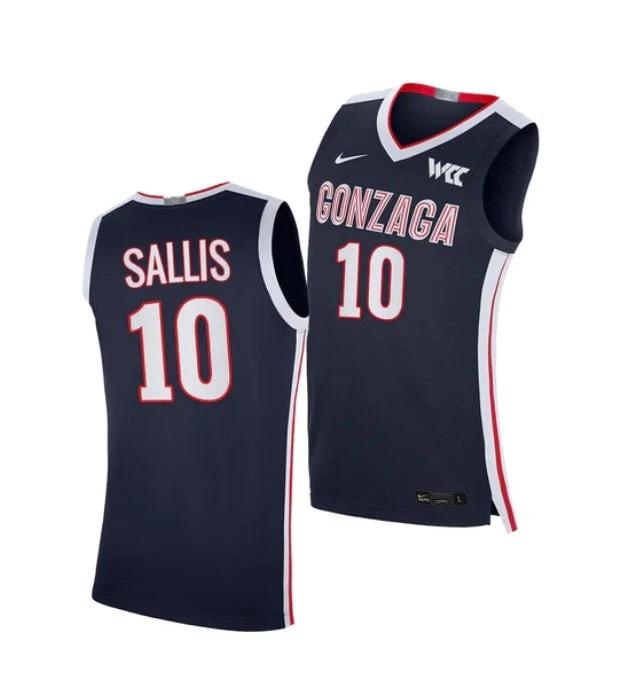 Men's #5 Hunter Sallis Jersey Gonzaga Bulldogs College Basketball Jerseys Navy by My store basketball