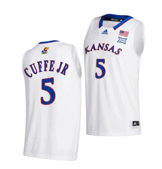 Men's #5 Kyle Cuffe Jr Jersey Kansas Jayhawks College Basketball Jerseys White 2022 by My store basketball