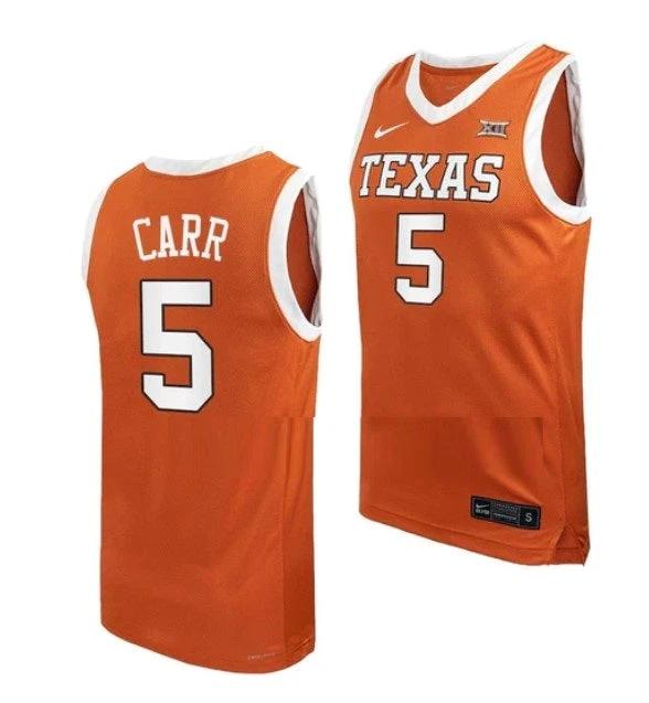 Men's #5 Marcus Carr Jersey Texas Longhorns College Basketball Jerseys Orange by My store basketball