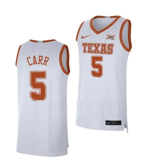 Men's #5 Marcus Carr Jersey Texas Longhorns College Basketball Jerseys White by My store basketball