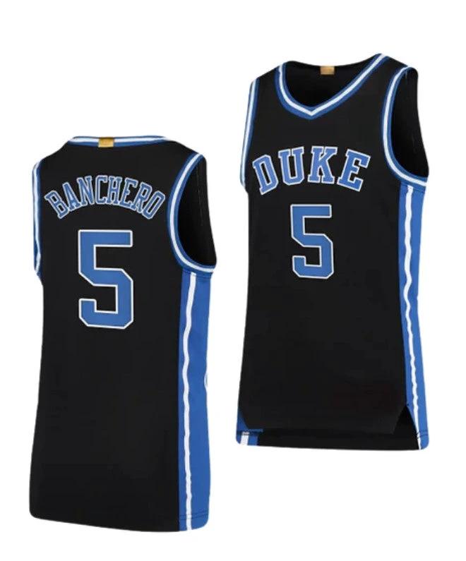 Men's #5 Paolo Banchero Jersey Duke Blue Devils College Basketball Jerseys Black by My store basketball