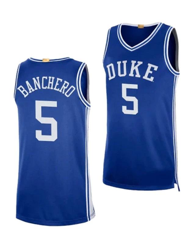 Men's #5 Paolo Banchero Jersey Duke Blue Devils College Basketball Jerseys Blue by My store basketball