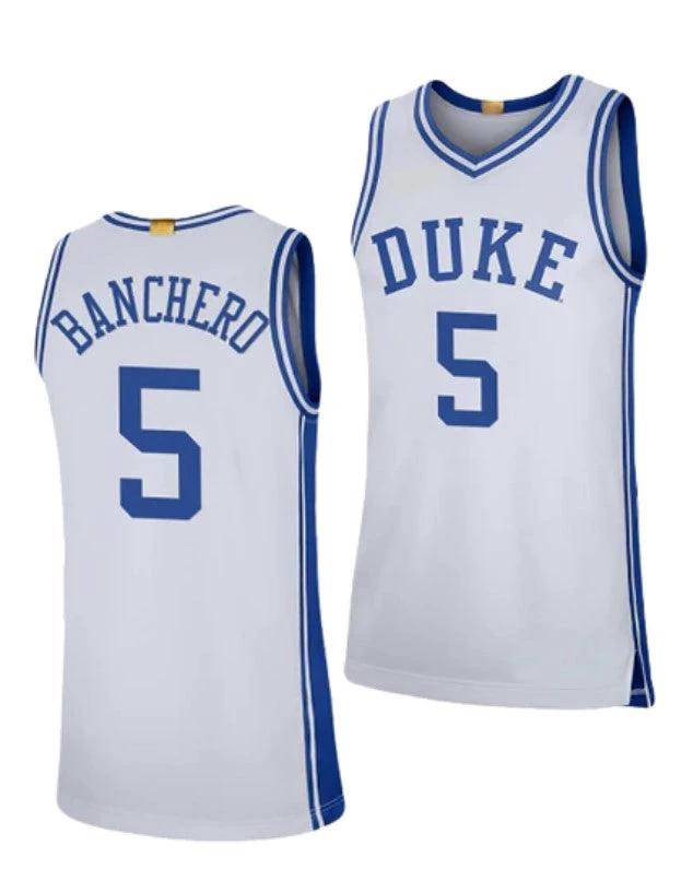 Men's #5 Paolo Banchero Jersey Duke Blue Devils College Basketball Jerseys White by My store basketball