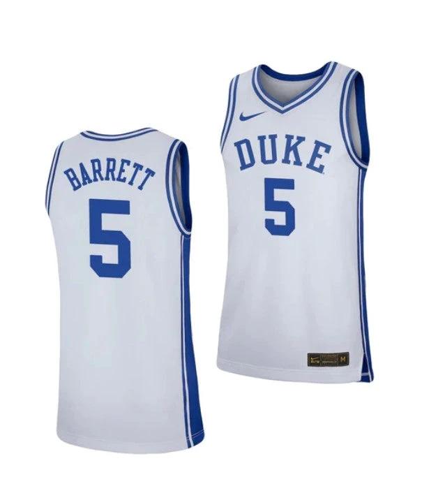Men's #5 RJ Barrett Jersey Duke Blue Devils College Basketball Jerseys White by My store basketball
