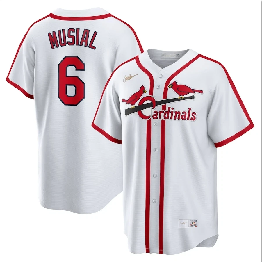 Men's #6 White Home Stan Musial Cooperstown Collection Player Stitched Jersey by My Store