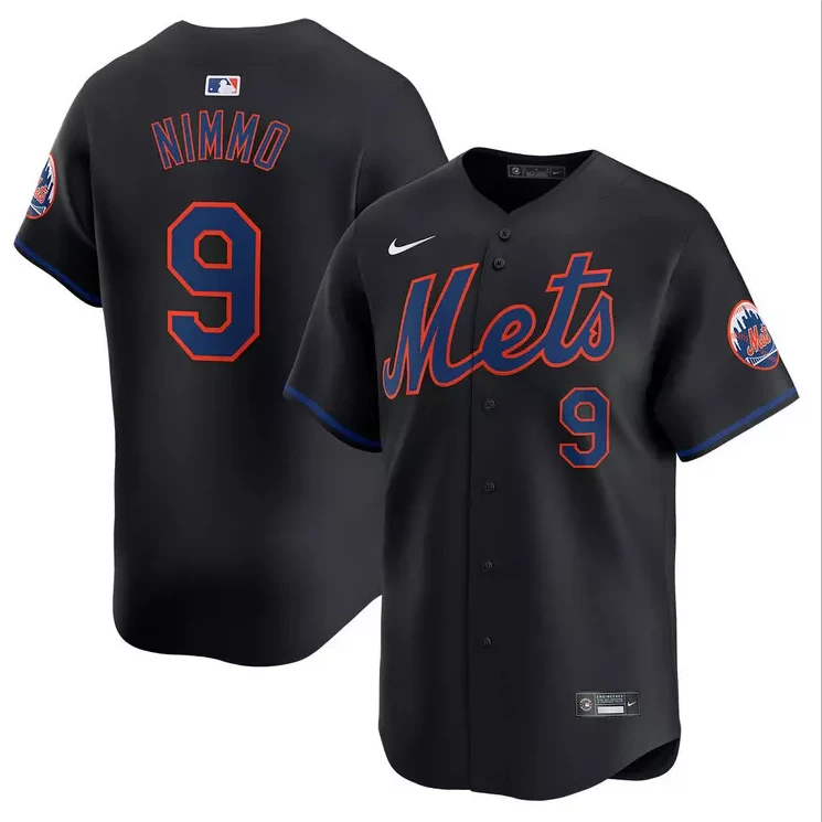 Men's #9 Brandon Nimmo Alternate Black Limited All Stitched Jersey by My Store