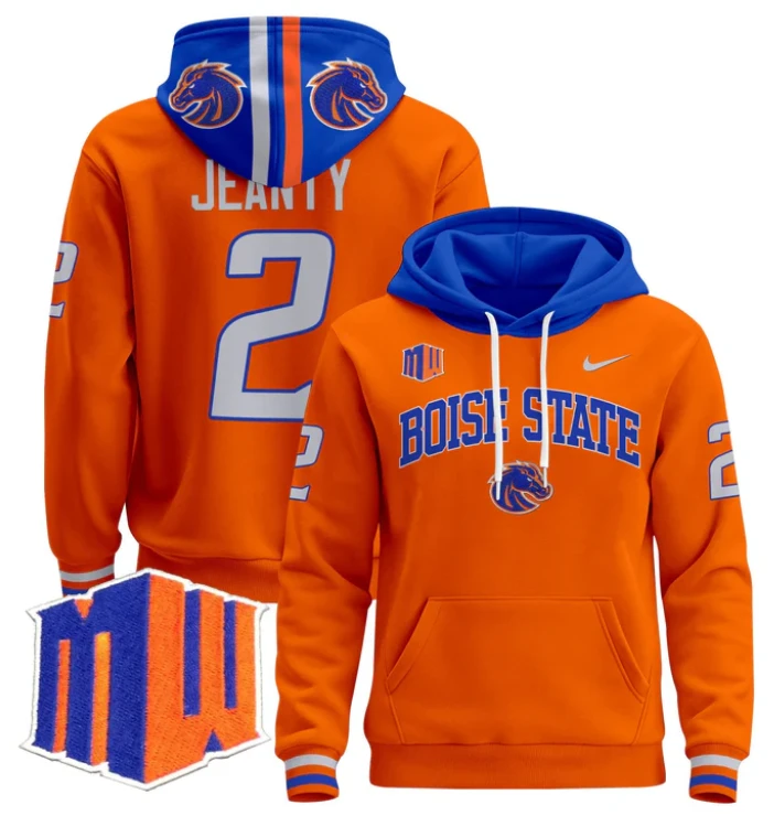 Ashton Jeanty Hoodie #2 Boise State Broncos Pullover by Hoodie Pullover