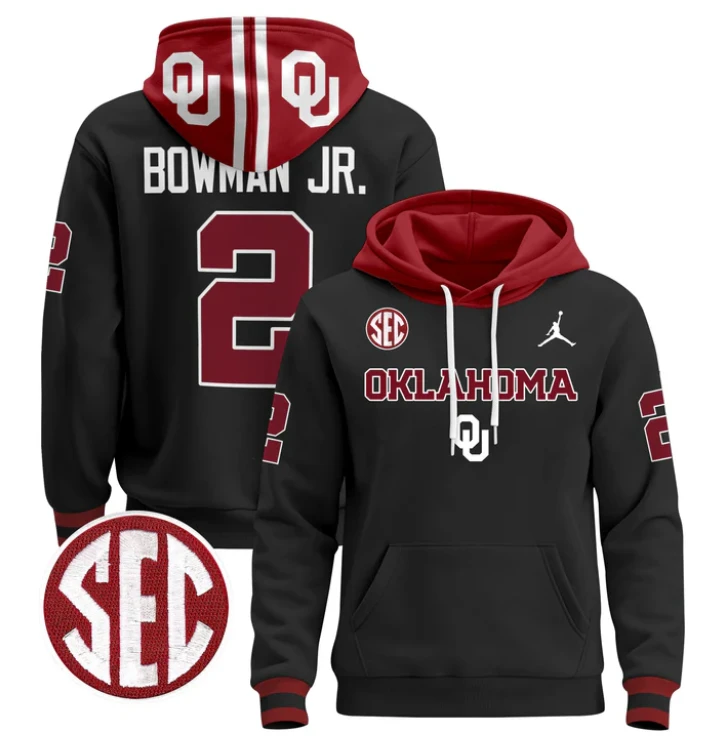 Men's Billy Bowman Jr Hoodie #2 Oklahoma Sooners 2024 Pullover by Hoodie Pullover