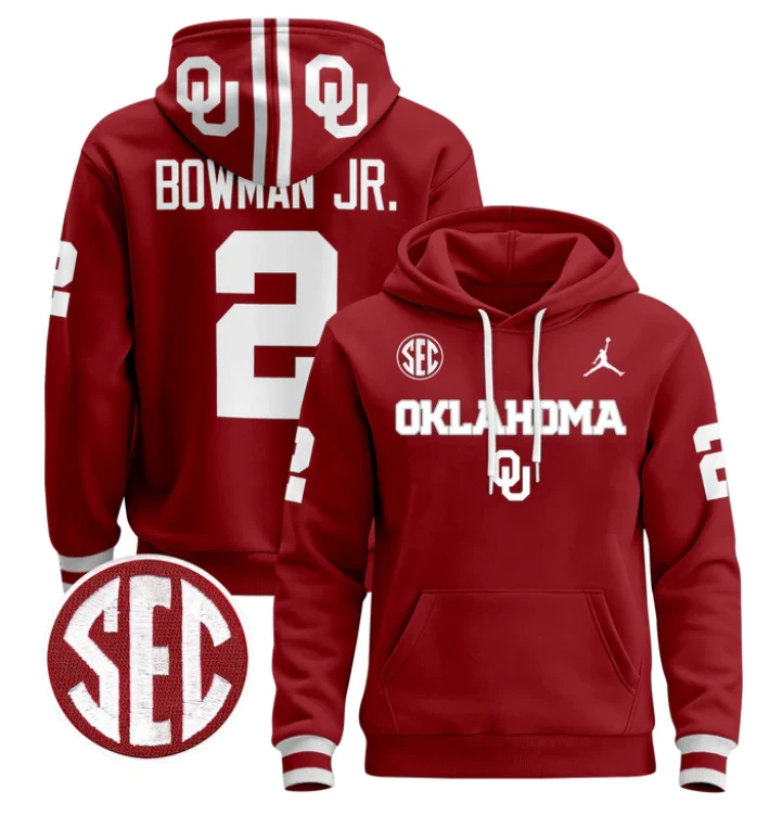 Men's Billy Bowman Jr Hoodie #2 Oklahoma Sooners 2024 Pullover by Hoodie Pullover
