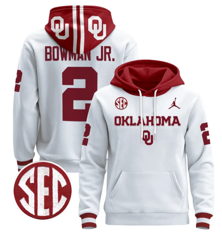 Men's Billy Bowman Jr Hoodie #2 Oklahoma Sooners 2024 Pullover by Hoodie Pullover
