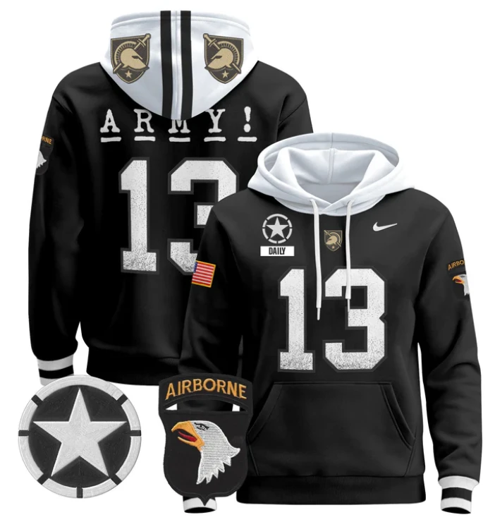 Men's Bryson Daily Hoodie #13 Army Black Knights Pullover V2 by Hoodie Pullover